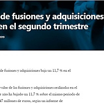 El valor de fusiones y adquisiciones baja un 11,7 % en el segundo trimestre